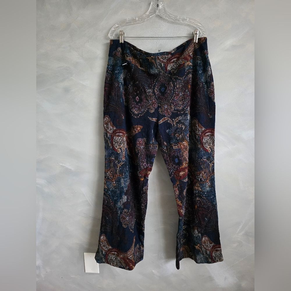 Joseph Ribkoff Paisley Brushed Floral Tapestry Textured Wide Leg Trouser Pant 20